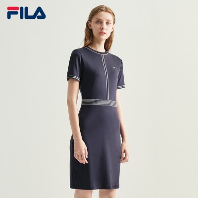 在线独家刺绣F-box标志后缝棉质连衣裙